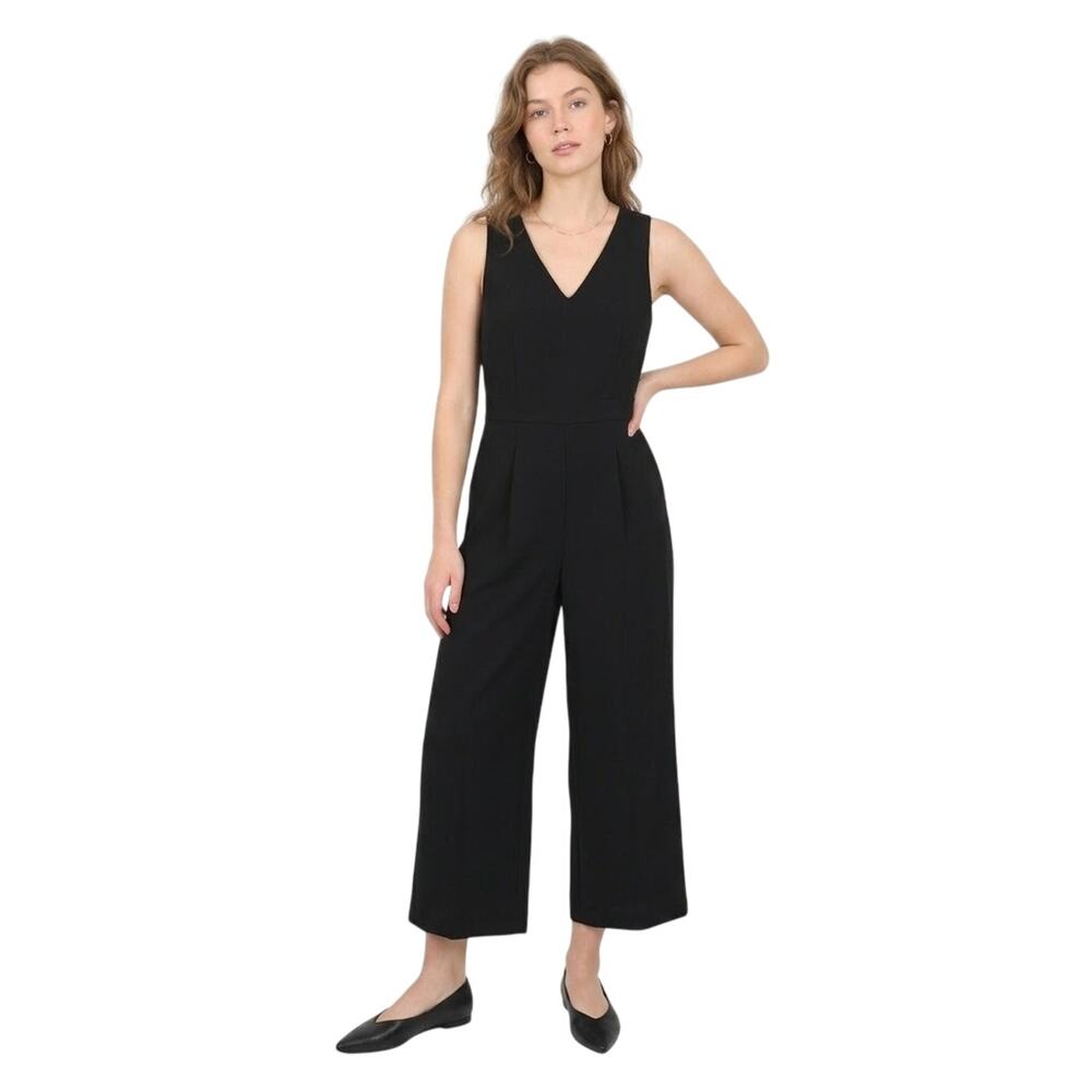 Banana Republic Black Cropped Wide Leg Sleeveless Jumpsuit Size 2